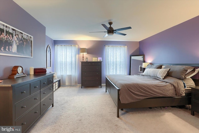 bedroom with carpet flooring and ceiling fan