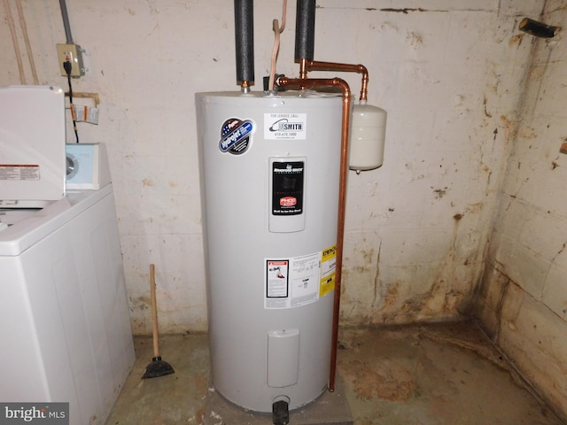 utility room with water heater and washer / clothes dryer