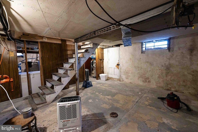 basement featuring stairway