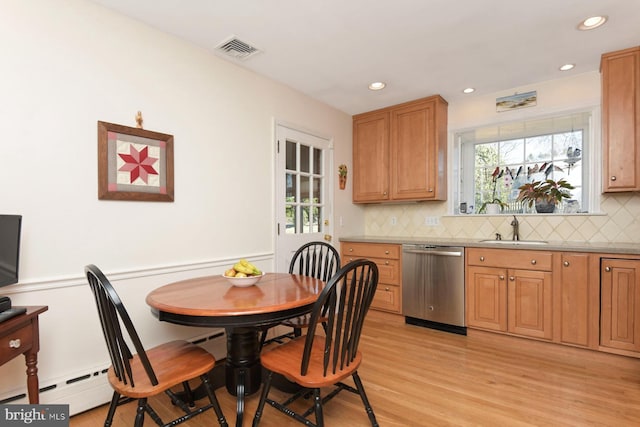 kitchen featuring a sink, visible vents, dishwasher, and a healthy amount of sunlight