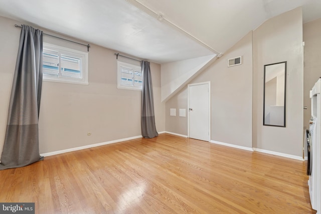 1029 Spruce St Unit 304, Philadelphia, PA 19107 - interior space with light wood-style floors, baseboards, vaulted ceiling, and visible vents
