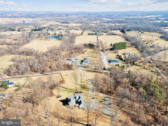 drone / aerial view featuring a rural view