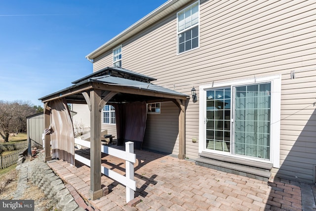 view of patio / terrace with a gazebo