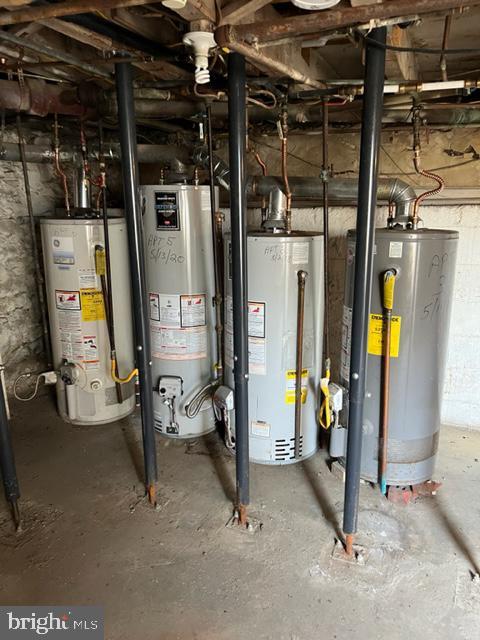 utility room featuring water heater