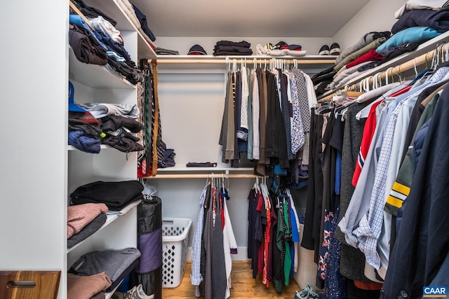 walk in closet featuring wood finished floors