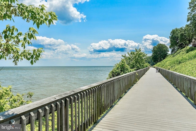 view of property's community with a water view