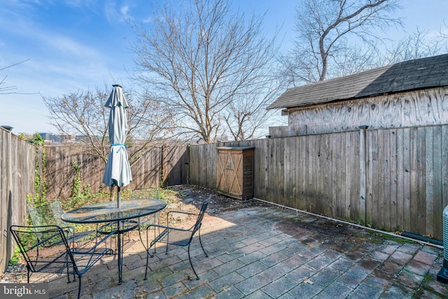 view of patio / terrace with outdoor dining area and a fenced backyard