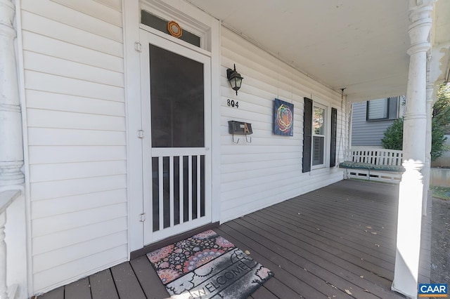 wooden deck with covered porch