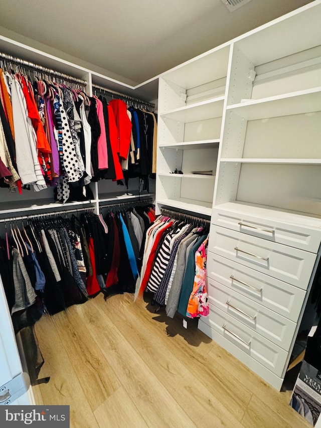 spacious closet featuring wood finished floors