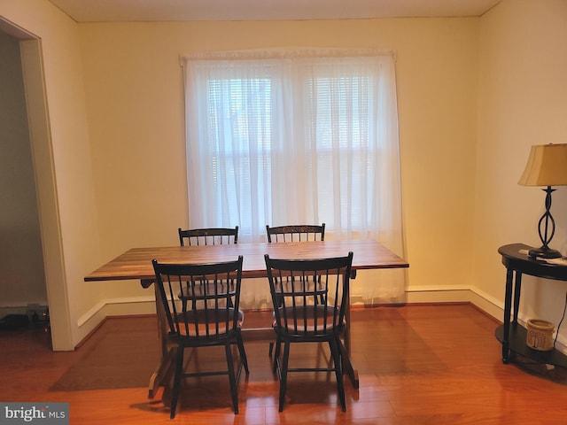 dining room featuring baseboards and wood finished floors