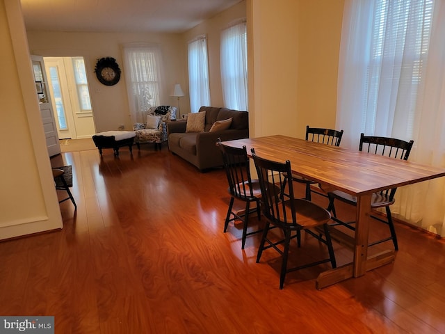 dining area featuring wood finished floors