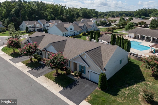 drone / aerial view with a residential view