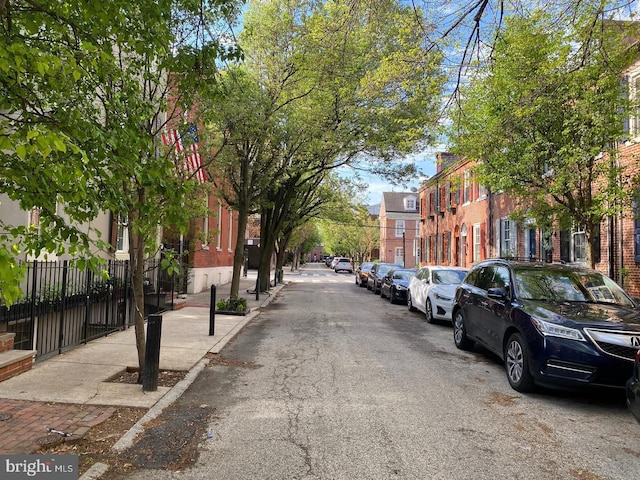 view of road with sidewalks