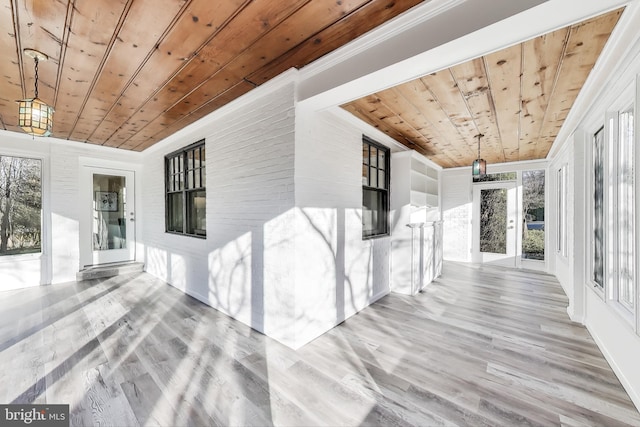 interior space featuring a porch and french doors