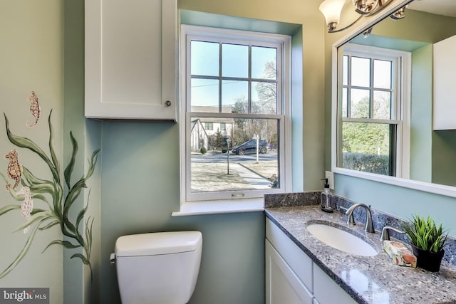 bathroom with toilet and vanity