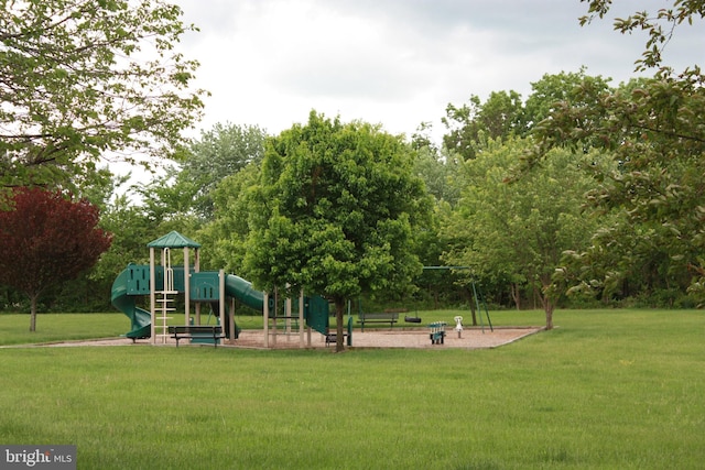 community playground with a lawn