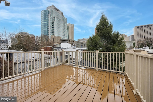 deck with a view of city