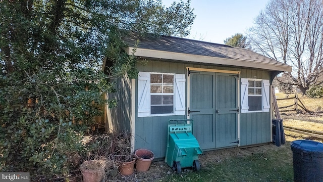 view of shed