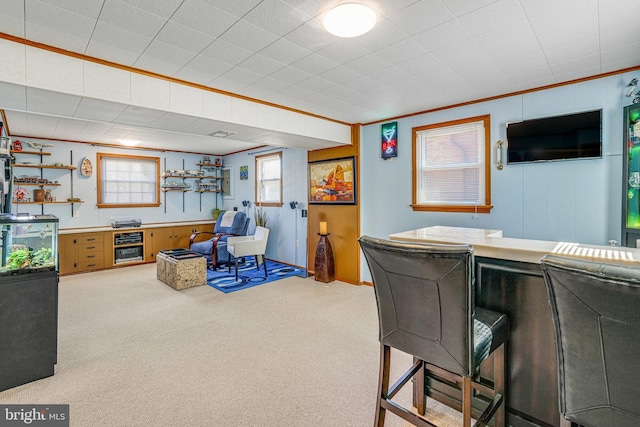 interior space with ornamental molding