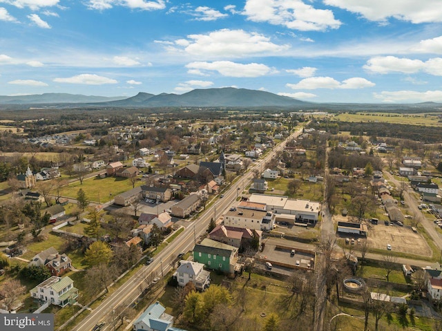 bird's eye view featuring a residential view and a mountain view