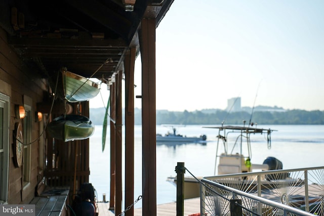 view of dock featuring a water view