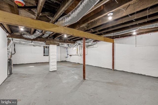 unfinished basement with electric panel