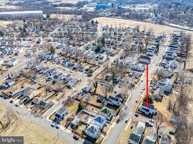 drone / aerial view with a residential view