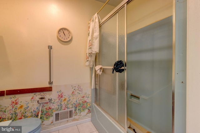 full bath featuring tile patterned floors, visible vents, and toilet