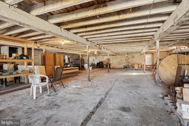 view of unfinished basement