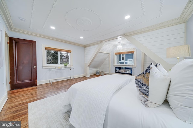 1400 Montague St NW, Washington, DC 20011 - bedroom featuring recessed lighting, ornamental molding, baseboards, and wood finished floors
