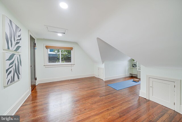 1400 Montague St NW, Washington, DC 20011 - bonus room with lofted ceiling, attic access, baseboards, and wood-type flooring
