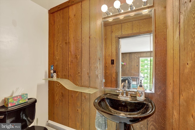 444 Rocksville Rd, Holland, PA 18966 - half bathroom featuring a sink and wood walls