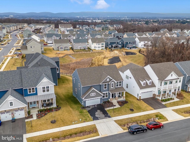 aerial view with a residential view