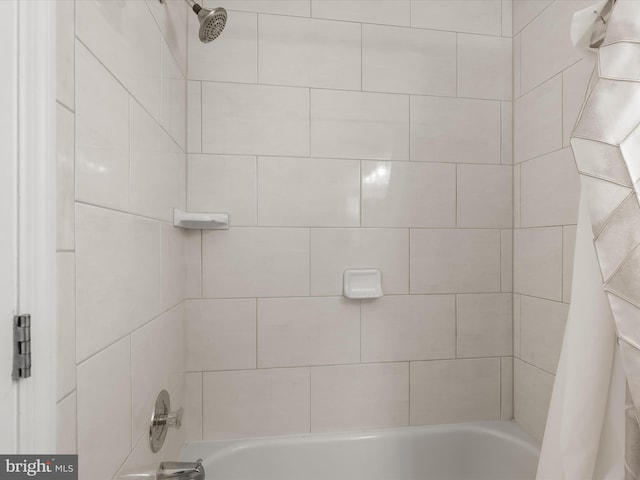 full bathroom with shower / bath combination with curtain