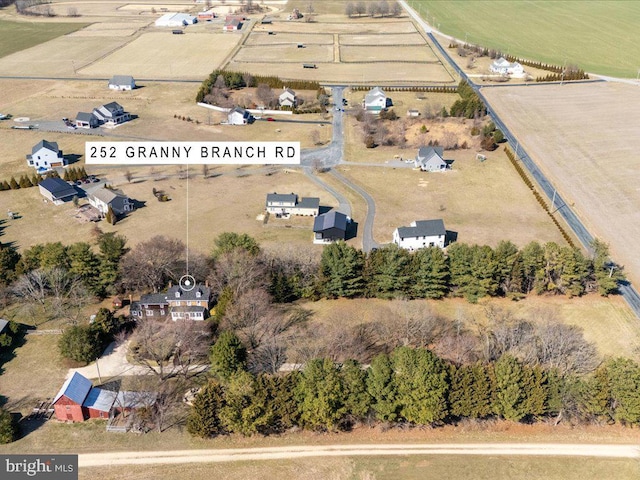 aerial view with a rural view