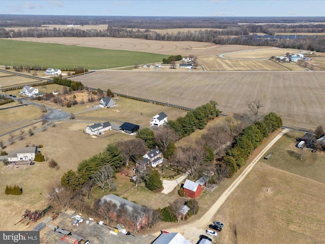 aerial view featuring a rural view