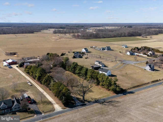 aerial view featuring a rural view