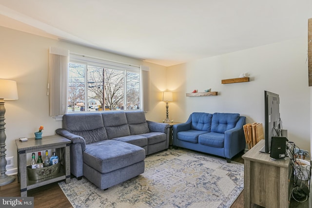 living room with wood finished floors