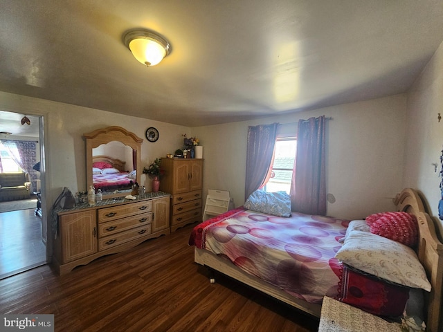 bedroom featuring dark wood-type flooring