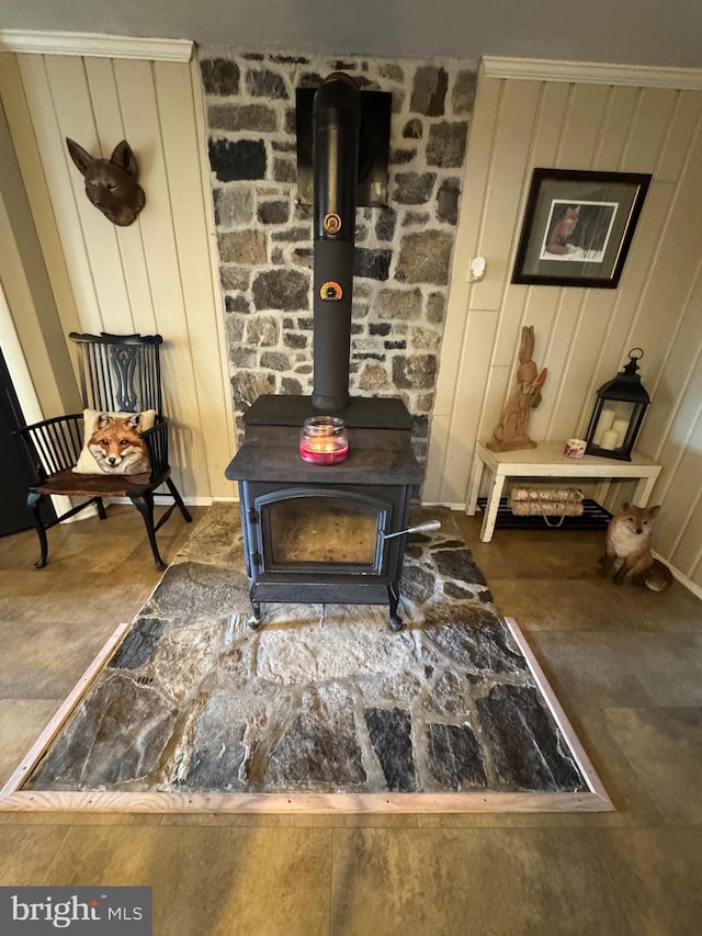 details with a wood stove