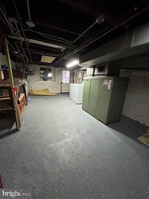 basement with independent washer and dryer