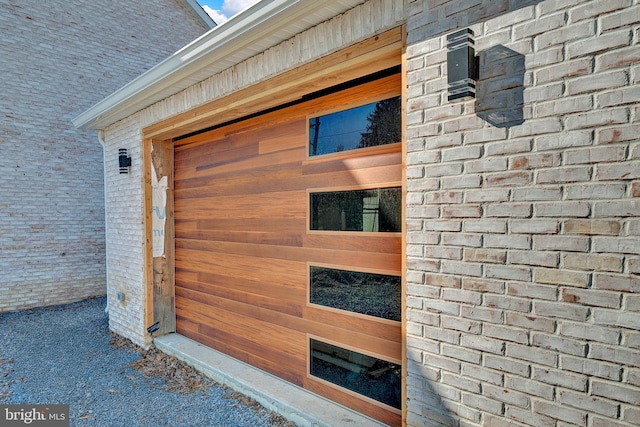 exterior space with brick siding