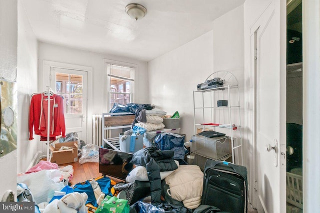 miscellaneous room with wood finished floors