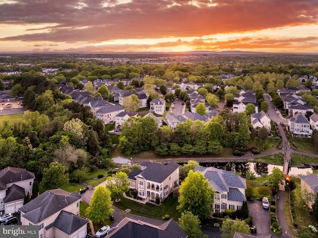 aerial view with a residential view