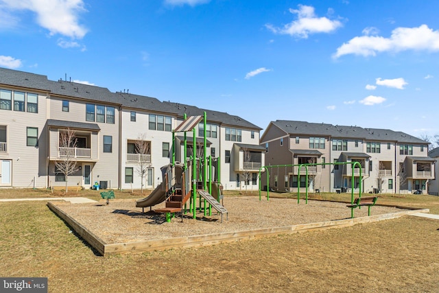 community play area featuring a residential view