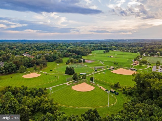 bird's eye view featuring a rural view