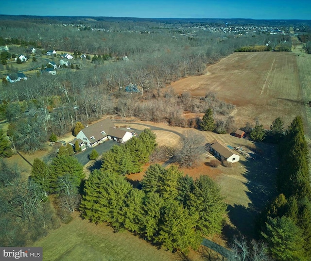 aerial view featuring a rural view