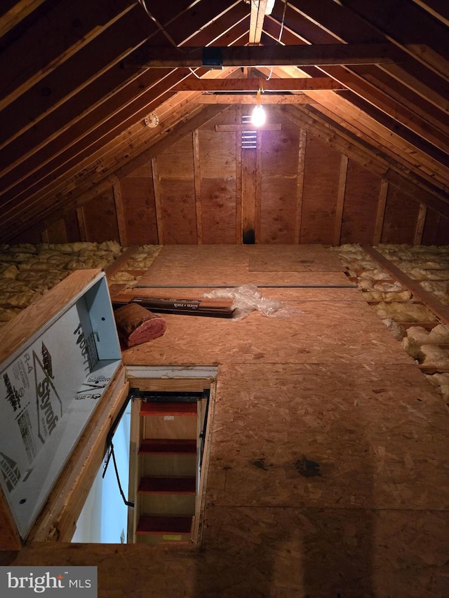 view of unfinished attic