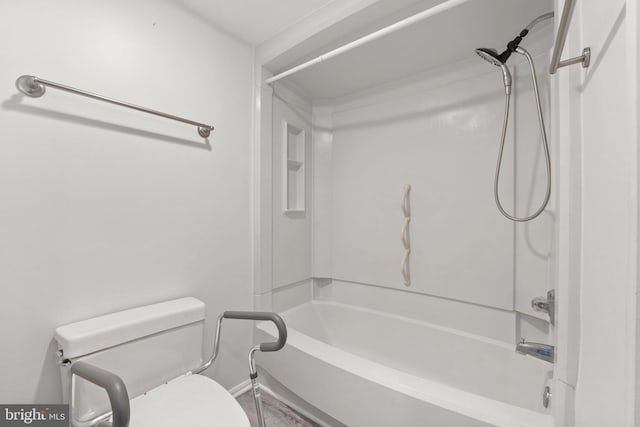 full bathroom with toilet and shower / bathtub combination