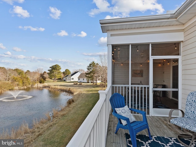 balcony with a water view